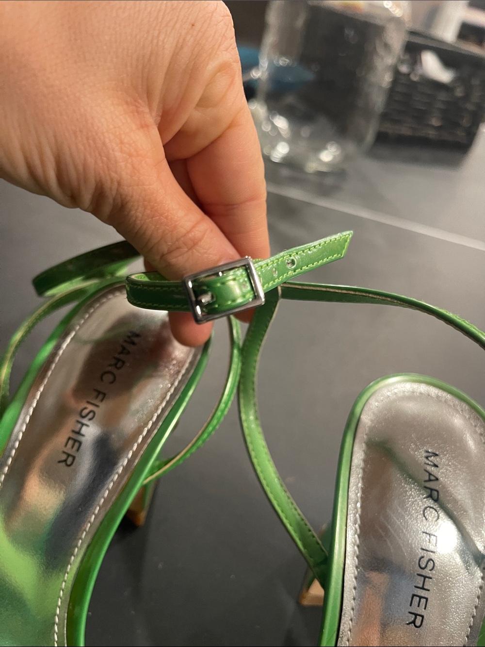 Marc Fisher Green Strappy Square-Toe Heels size 7 - Picture 14 of 14